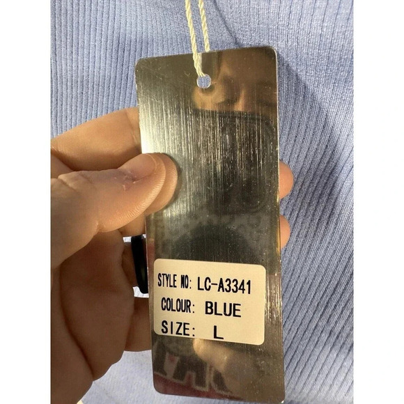 LIZETTE COLLECTION Body Suit Women's L ribbed, hook Blue New Tag - Picture 5 of 7